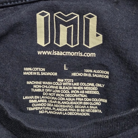 IML Issac Morris T-shirt USA Flag July 4th Size Large Navy Blue Patriotic Vet - Picture 2 of 5